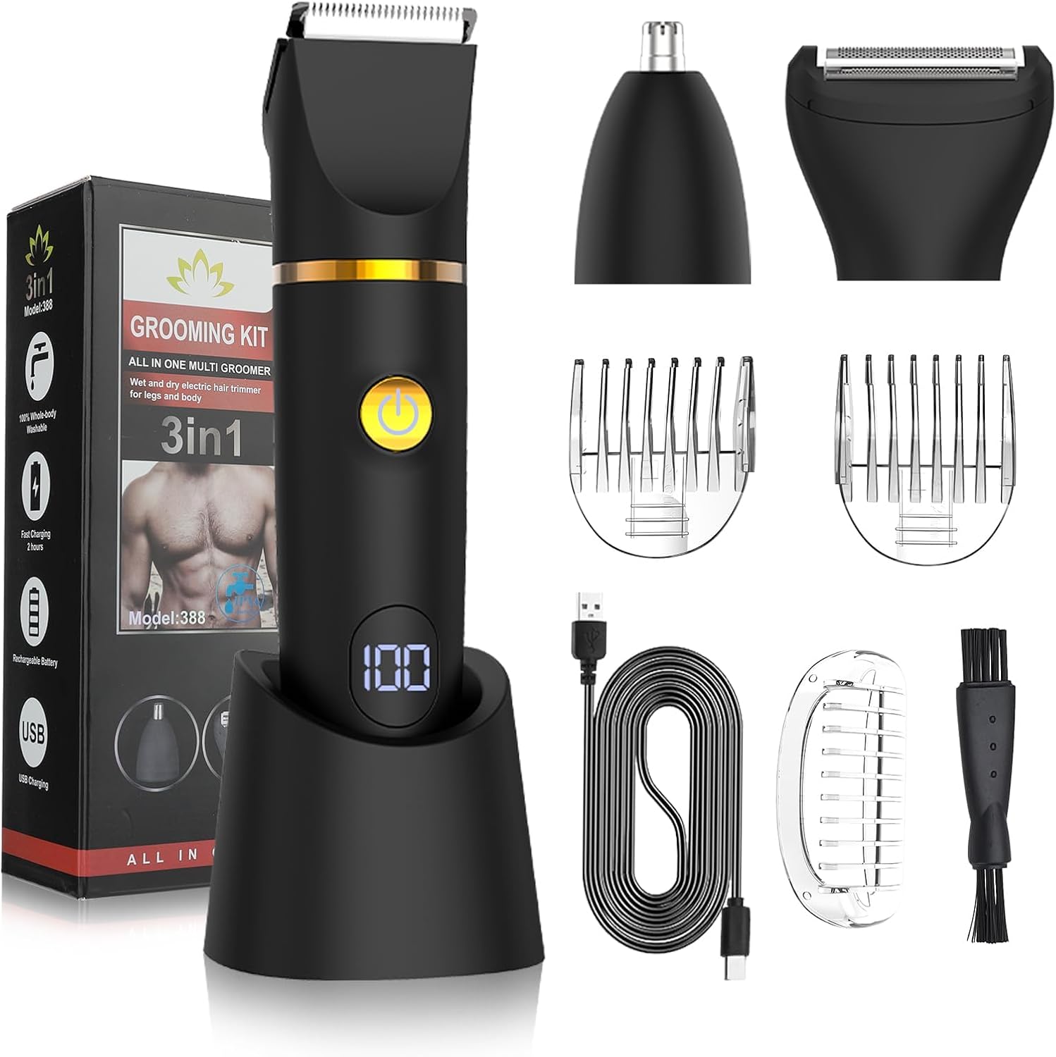 Men'S Grooming Hair And Body Wash - Lichaamshaartrimmer voor mannen en vrouwen, 3-in-1