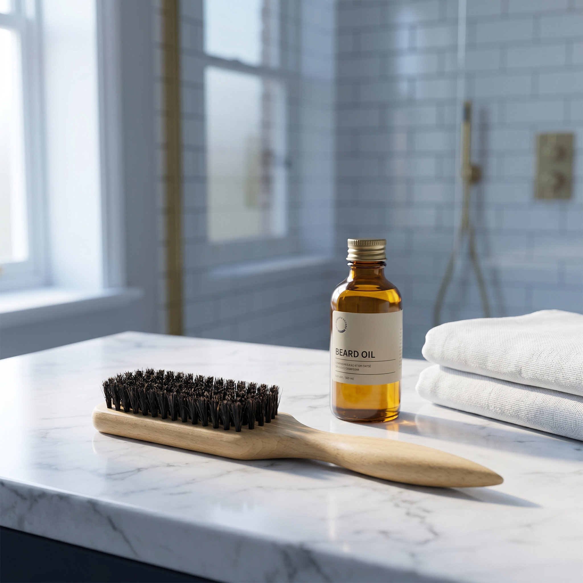 Men'S Grooming And Style - Zachte, kleine baardborstel met houten handvat,