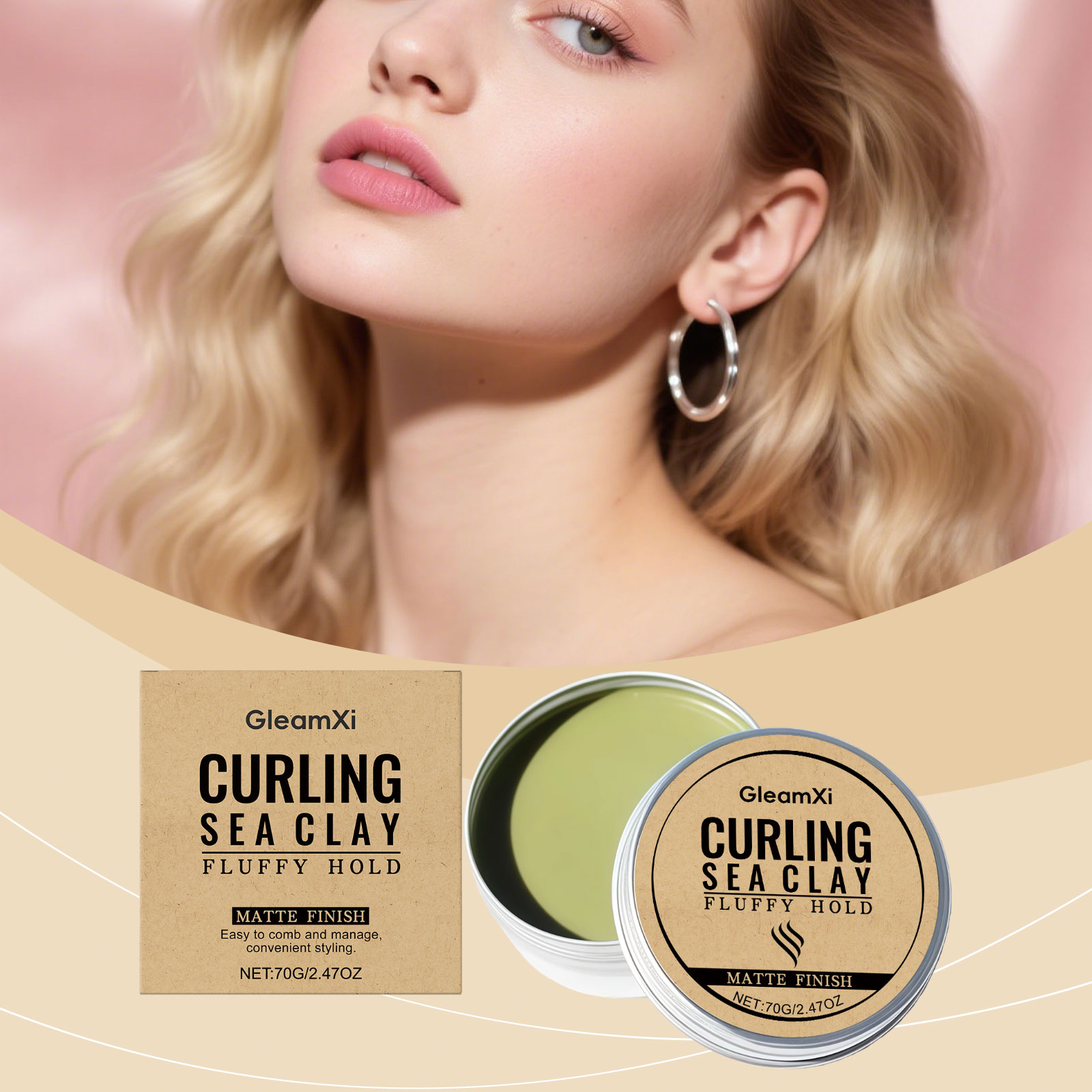 Pomade Hair Clay - Krulhaarstylingklei - Flexibele, natuurlijke hold voor