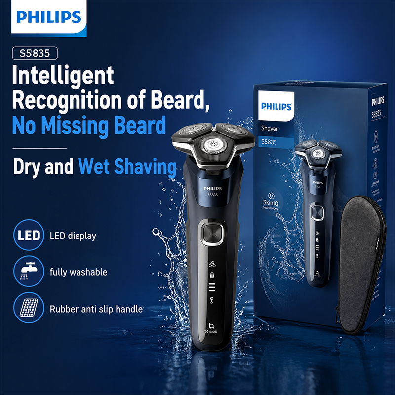 Mens Grooming Kit Case - Philips S5835 Elektrisch Scheerapparaat Rotatie Nat/Droog