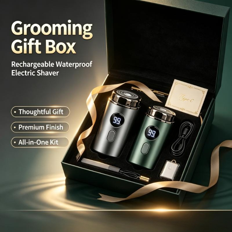 Men'S Grooming Gift Box - Oplaadbaar, waterdicht elektrisch scheerapparaat voor mannen