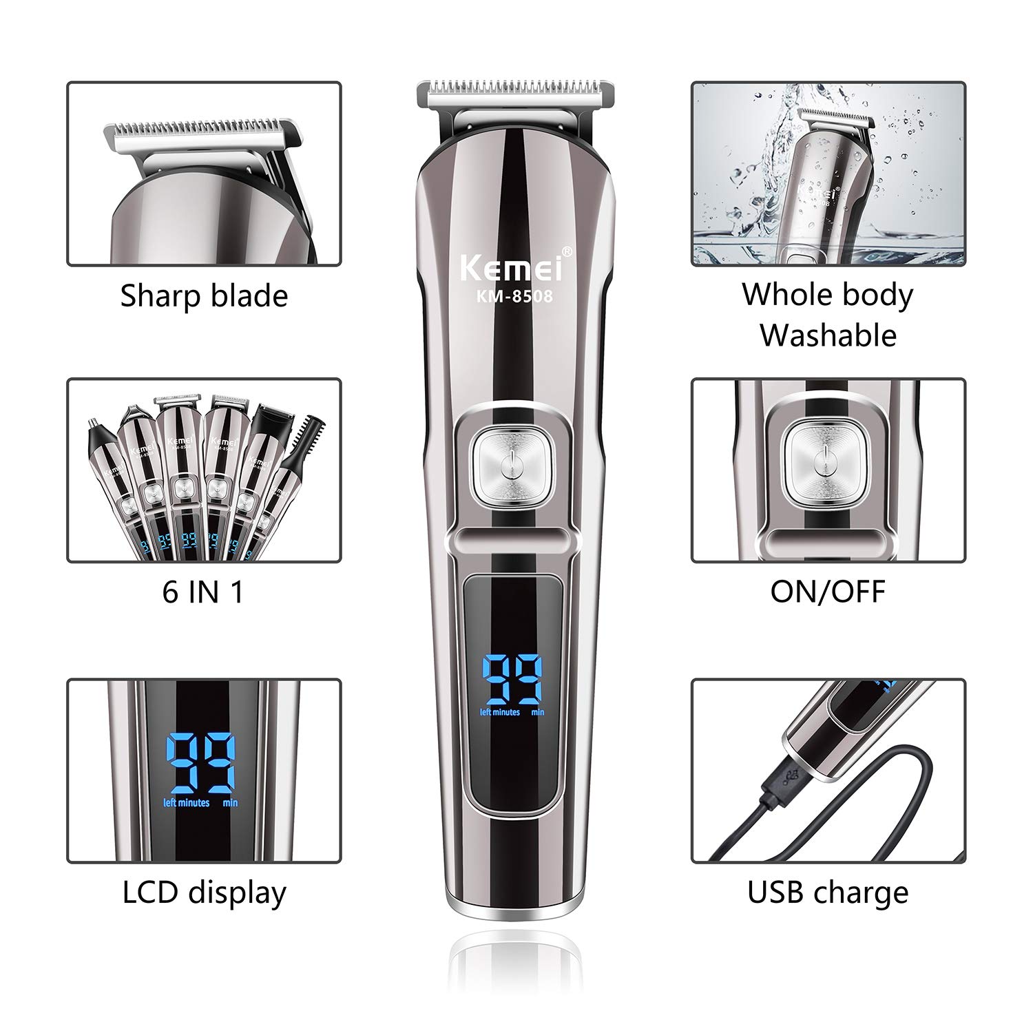 Kemei Professionele Multifunct - Men'S Grooming Hair And Body Wash recensie en prijs